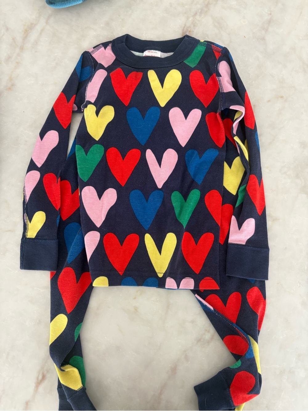 Hanna Andersson Navy Heart Print Long Sleeve Top - Multicolor Hearts